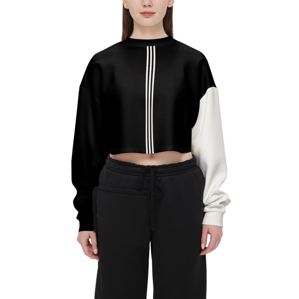 Black & White Cropped Crewneck Sweatshirt